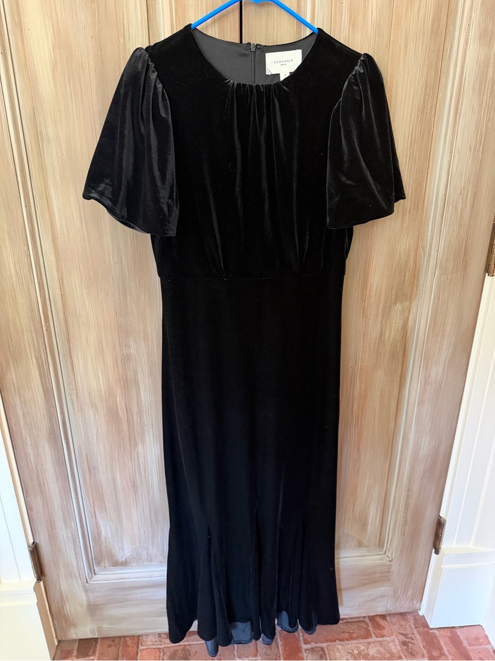 Pomander Place Black Velvet Maxi Dress with Puff Sleeves